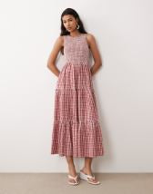 Topshop denim godet seamed midaxi dress in rich blue