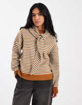 Mango shirt detailing maxi dress in brown stripes