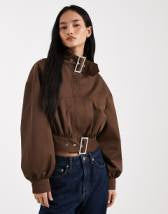 Mango shirt detailing maxi dress in brown stripes