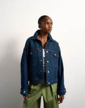 Topshop denim godet seamed midaxi dress in rich blue
