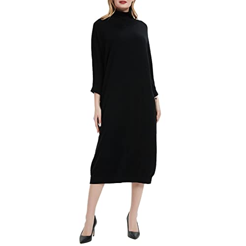 Clip coupon - Women's Crew Neck Long Sleeve Over Knee Length Pullover Loose Oversized Bodycon Sweater Dress