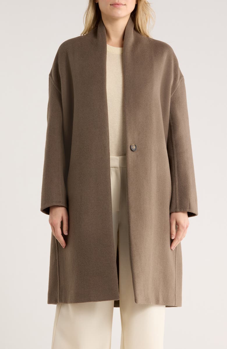 Vince Collarless Wool Blend Longline Coat