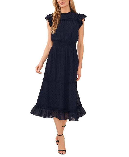 CeCe - Ruffled Swiss Dot Midi Dress