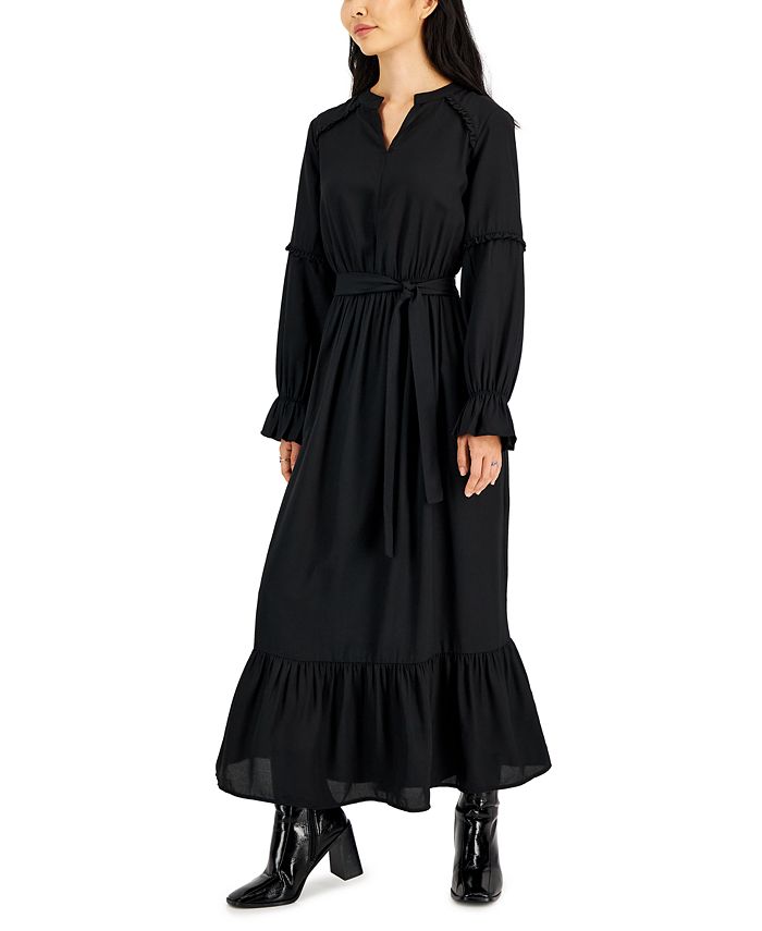 JAMIE & LAYLA - Petite Ruffle-Trim Balloon-Sleeve Maxi Dress