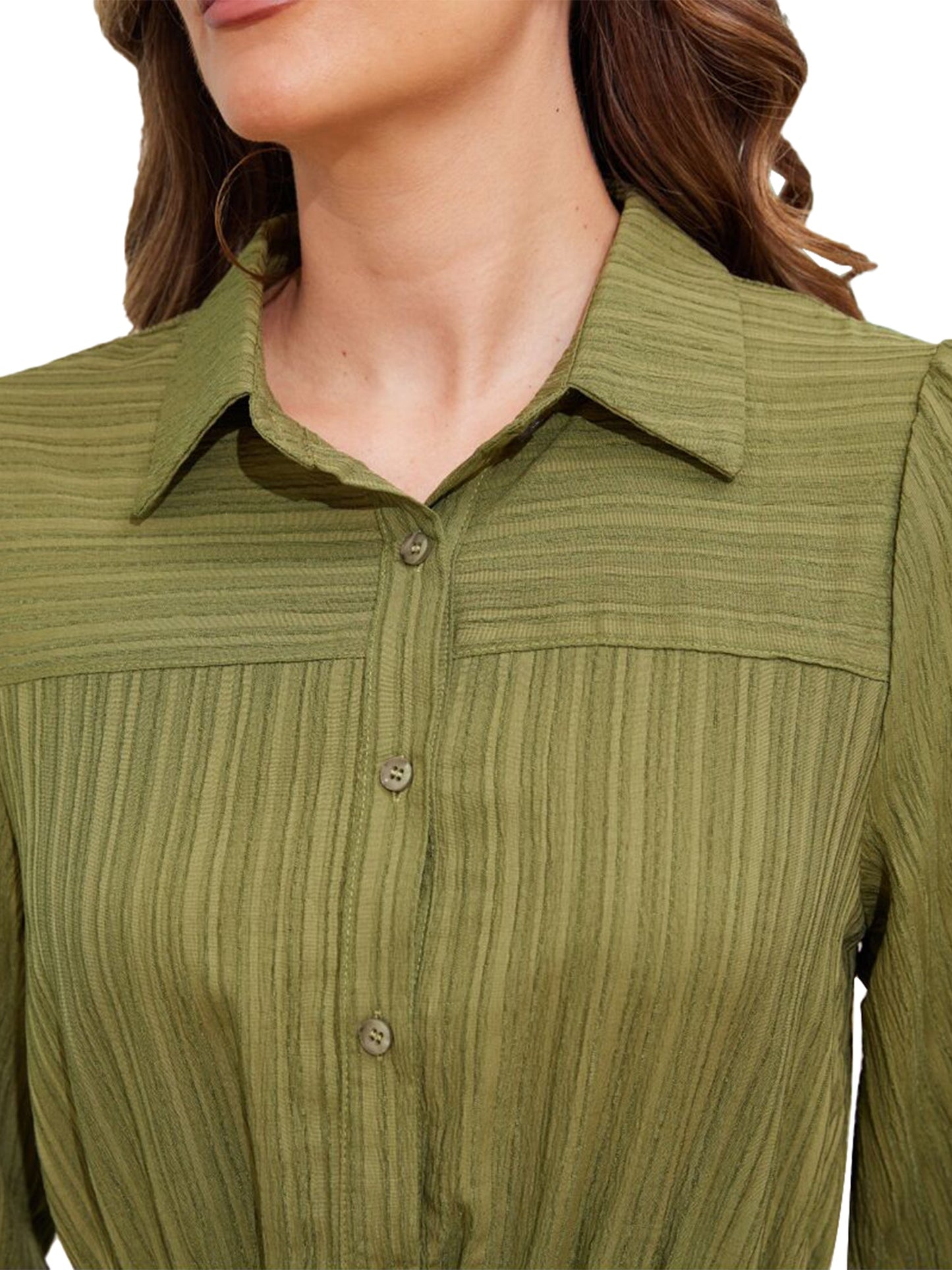 Walmart Frontwalk Fall Dresses For Women 2024 Lapel Neck Button Long Sleeve Dress Belted A-Line Flowy Rufflee Maxi Shirt Dress Casual Long Sundress Army Green XL