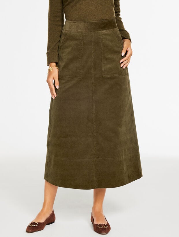 Corduroy Fit & Flare Skirt