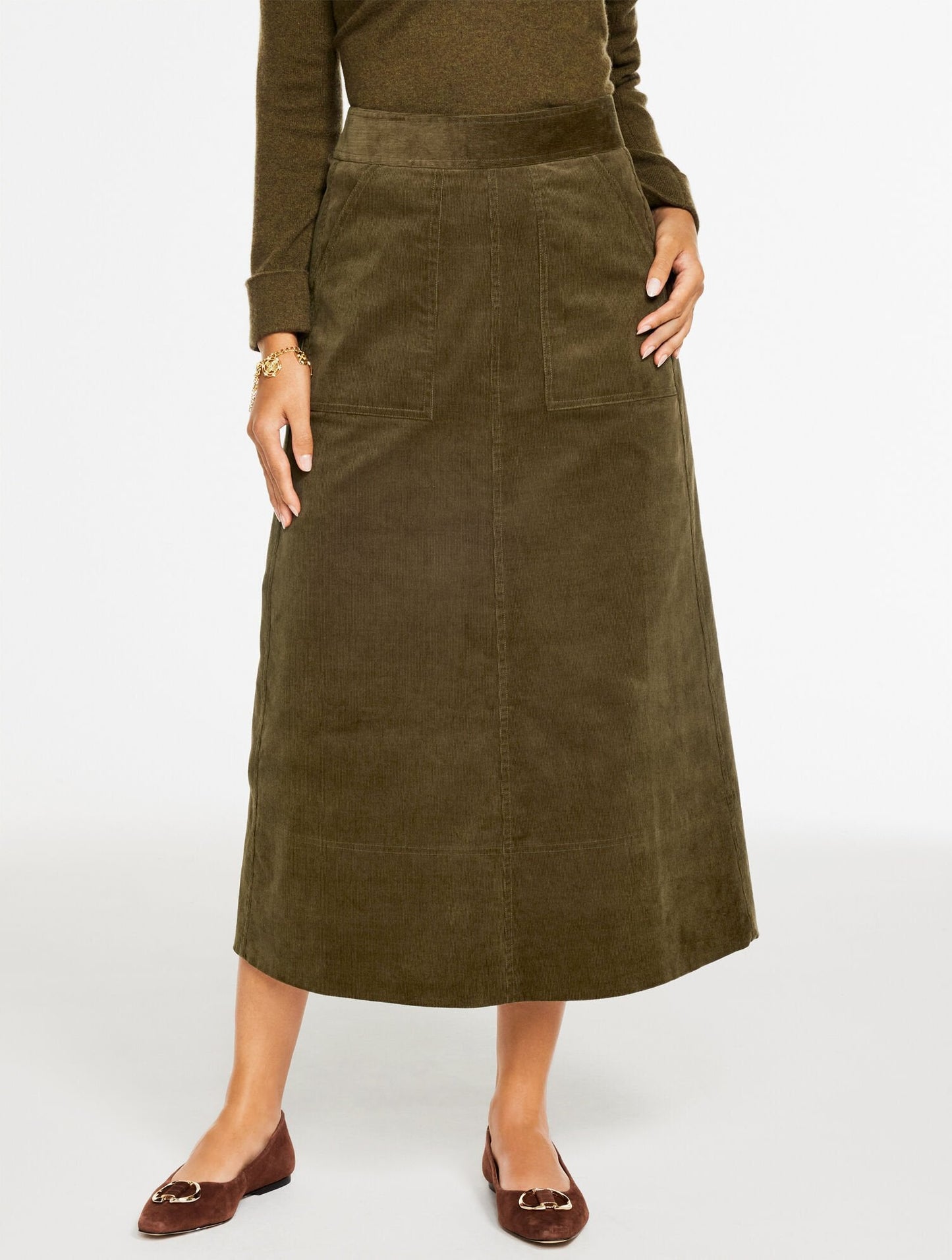 Corduroy Fit & Flare Skirt
