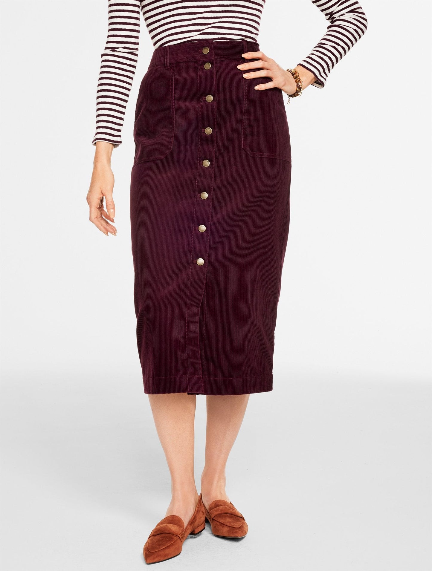 Corduroy Fit & Flare Skirt