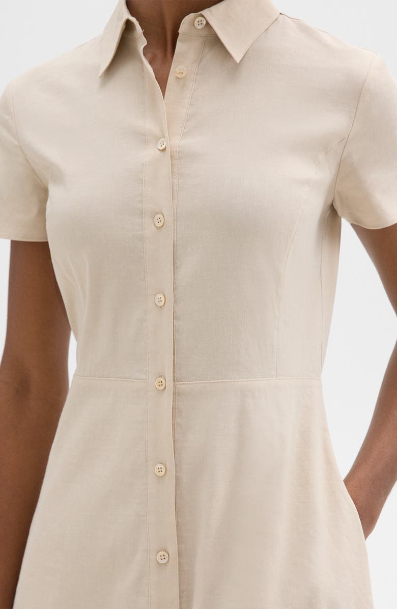 Theory Short Sleeve Linen Blend Midi Shirtdress