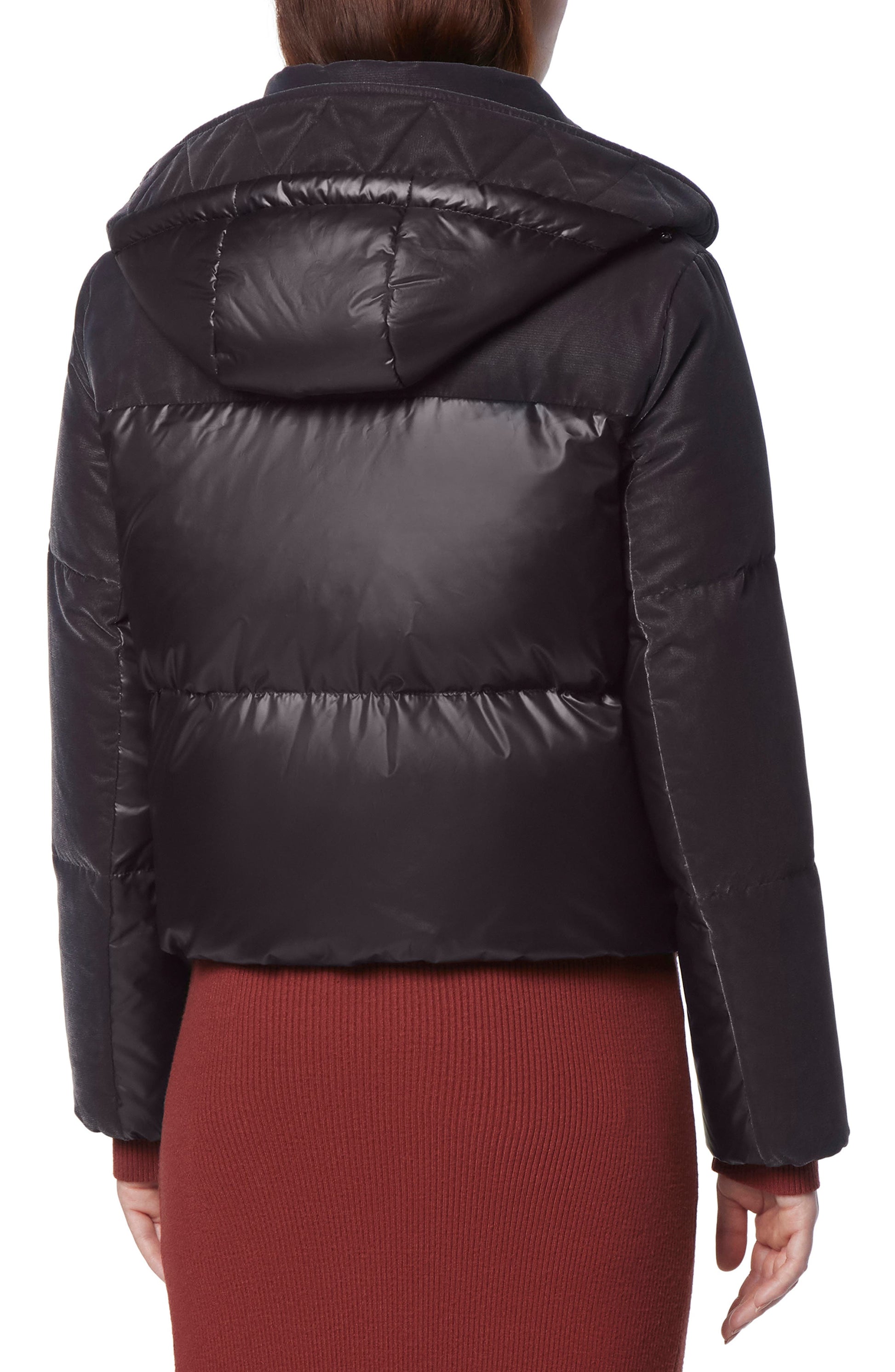 Andrew Marc Hooded Quilted Down Puffer Jacket, Alternate, color, PAVEMENT