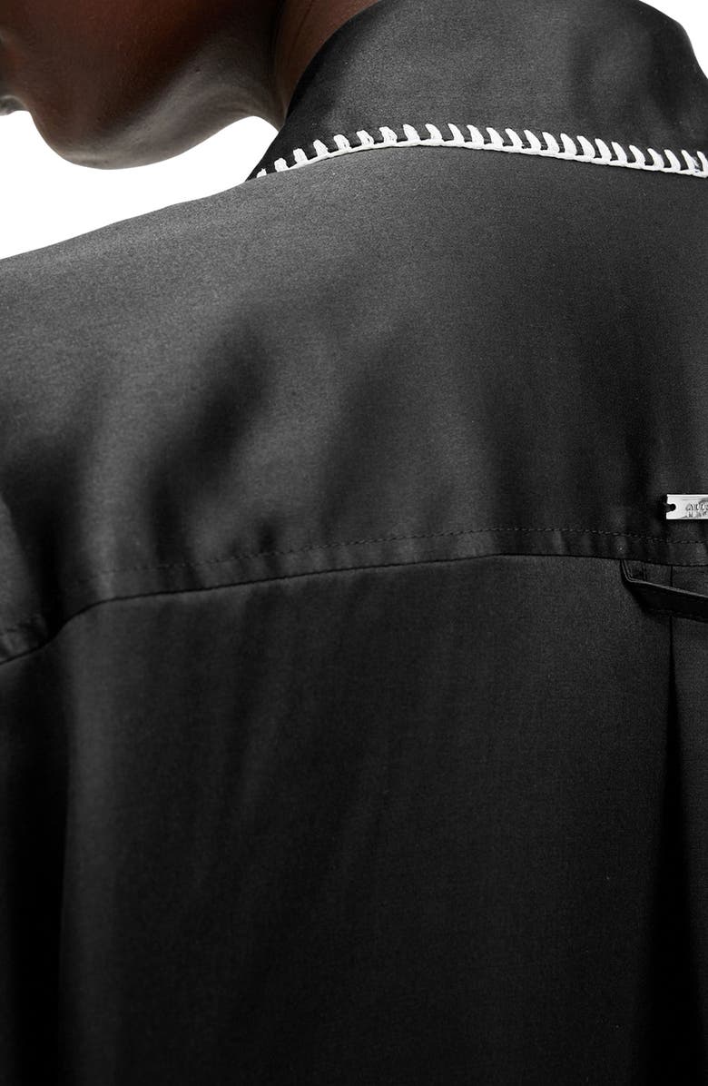 AllSaints Charli Whipstitch Oversize Satin Button-Up Shirt