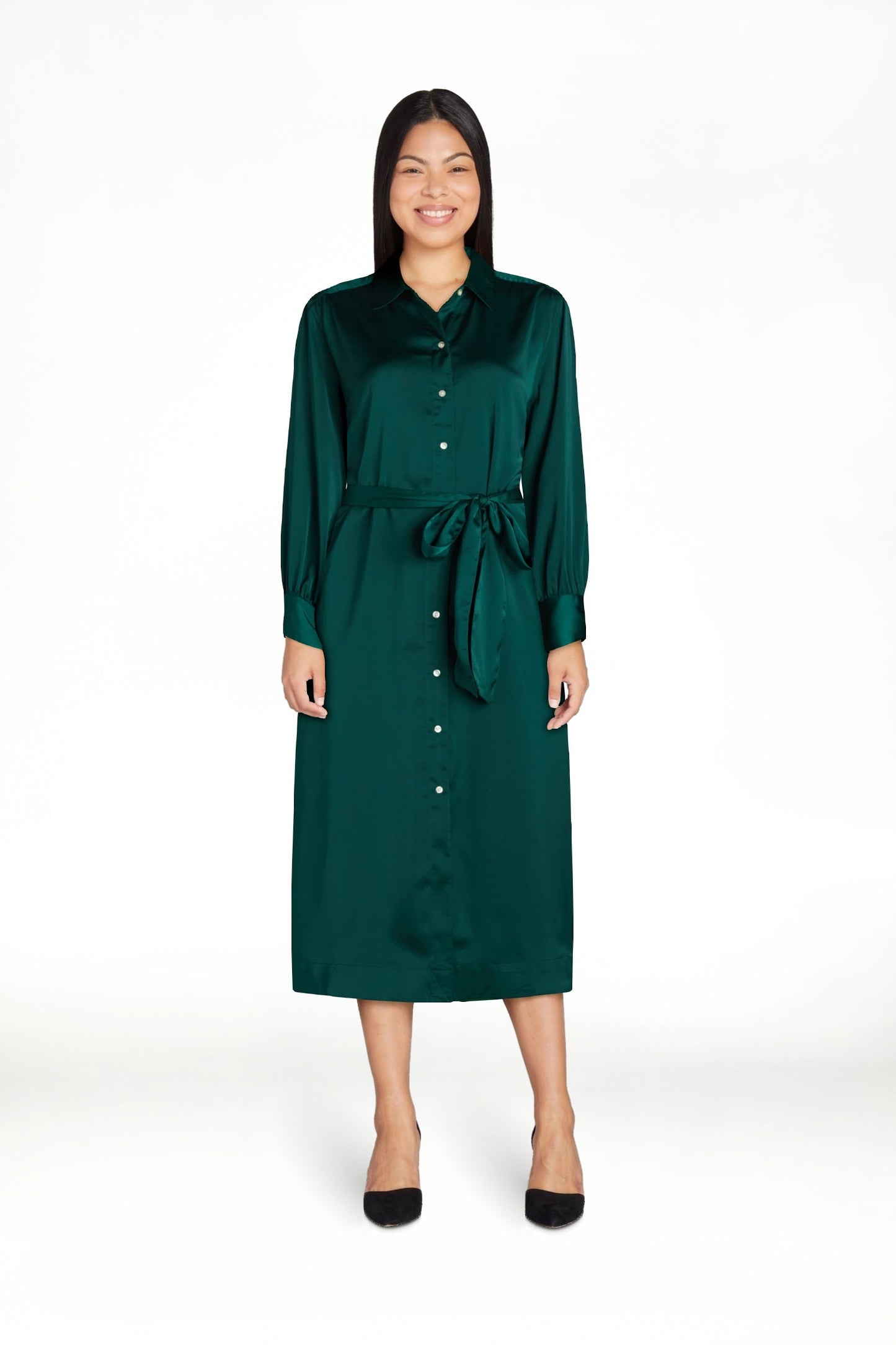 thumbnail image 3 of Free Assembly Women’s Belted Midi Shirtdress with Long Sleeves, Size XS-XXXL, 3 of 7