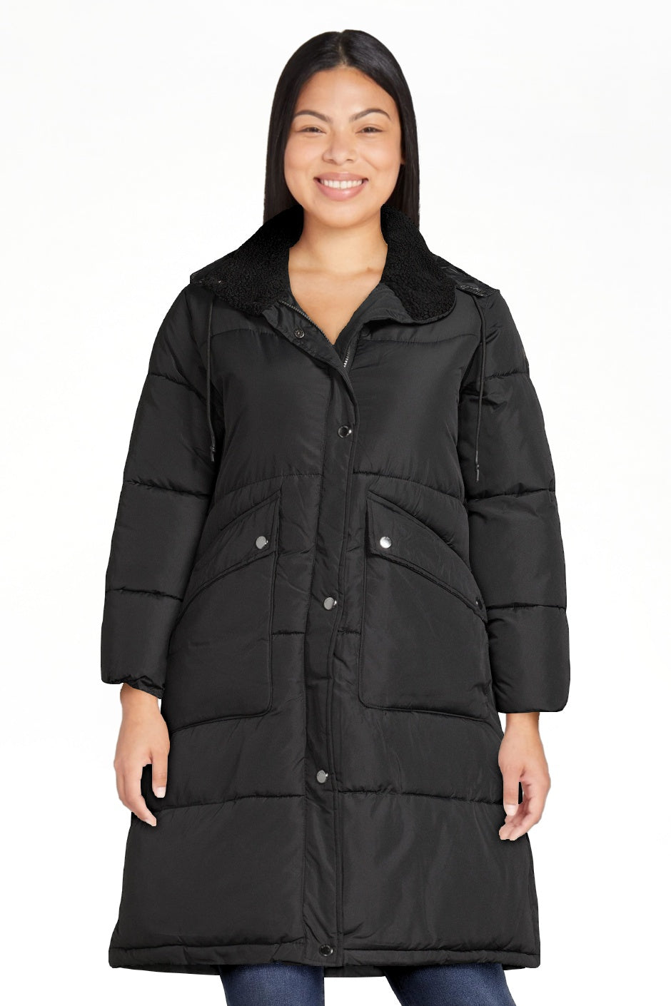 thumbnail image 1 of Big Chill Women's and Women's Plus Maxi Puffer Coat with Hood, Heavyweight, Sizes S-3X, 1 of 9