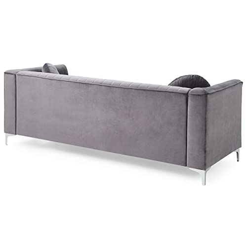 Amazon Glory Furniture Delray Velvet Sofa in Gray
