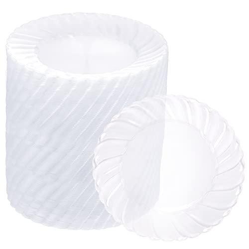 U-QE 100 Pieces Clear Plastic Plates - 9 Inch Clear Disposable Plates - Washable & Reusable - Premium Hard Clear Plates - Party Supplies for Birthdays, Celebrations, Travel, Wedding, Party and Events