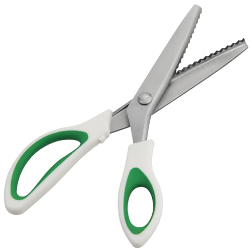 Amazon Pinking Shears, 9" Zig Zag Craft Scissors Decorative Edge, Pinking Shears for Fabric Cutting, Professional Dressmaking Sharp Comfort Grips Scrapbook Fabric Sewing Scissors