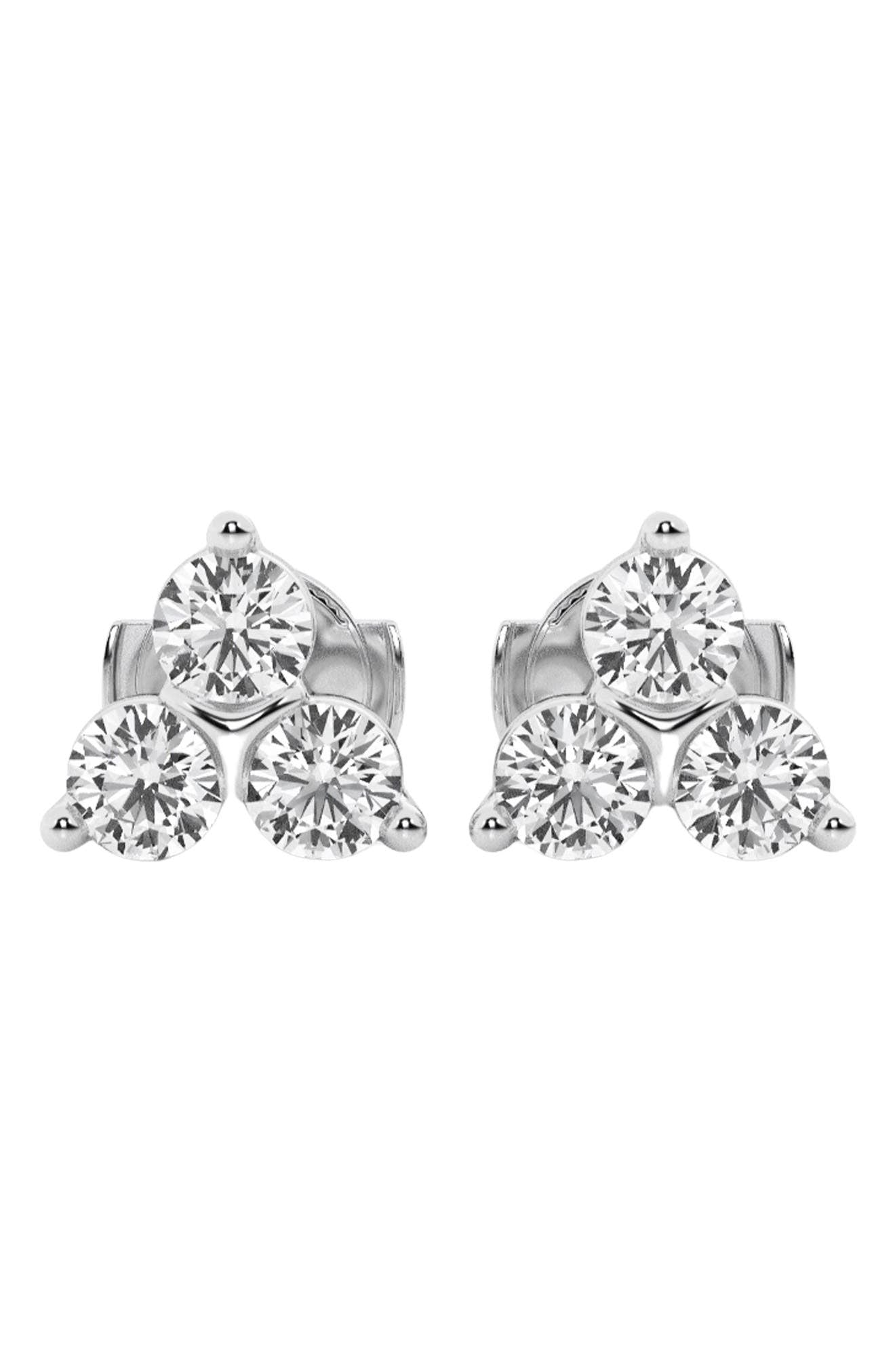 Badgley Mischka Collection 14K White Gold Lab Grown Diamond Stud Earrings, Main, color, WHITE GOLD