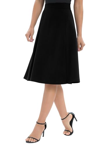 Urban CoCo Women's A-Line Elastic High Waist Flare Work Midi Knee Length Stretchy Skirt