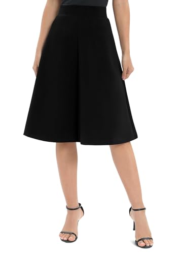 Urban CoCo Women's A-Line Elastic High Waist Flare Work Midi Knee Length Stretchy Skirt