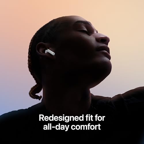 Amazon Apple AirPods 4 Wireless Earbuds, Bluetooth Headphones, Personalized Spatial Audio, Sweat and Water Resistant, USB-C Charging Case, H2 Chip, Up to 30 Hours of Battery Life, Effortless Setup for iPhone