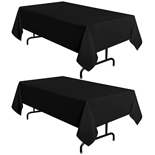 sancua 2 Pack Black Tablecloth 60 x 84 Inch, Rectangle 4 Feet Table Cloth - Stain and Wrinkle Resistant Washable Polyester Table Cover for Dining Table, Buffet Parties and Camping