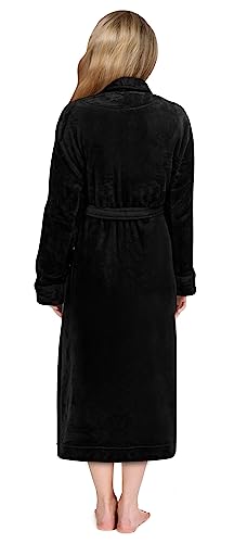 NY Threads Women Fleece Shawl Collar Bathrobe - Plush Long Robe