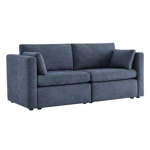 CHITA Small Modular Sectional Fabric Sofa Set,Extra Comfty Loveseat Cloud Couch, Modular Sectional Couch for Living Room,78 inch Width,2 Seat Modular Sofa, Blue