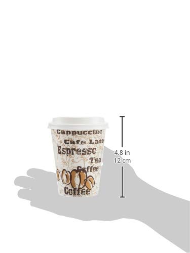 Amazon Amazon Basics to Go Hot Paper Coffee Cups with Lids, 12 oz, Café Design, Disposable, 100-Count
