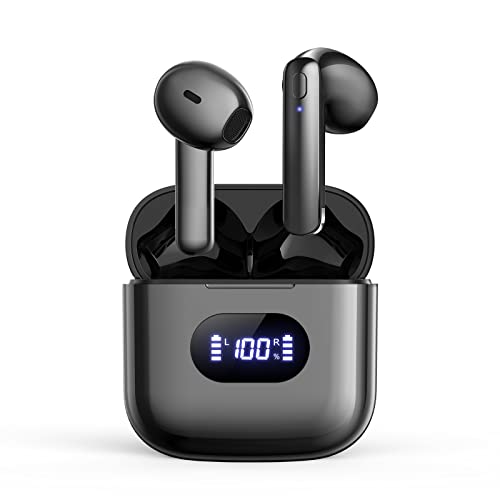 Wireless Earbuds Bluetooth 5.3 Headphones 40Hrs Playback Bass Sound Ear Buds with Waterproof in-Ear Earbud Earphones Wireless Charging Case with LED Power Display for Sport/Workout/Office/Home Black