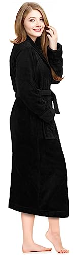 NY Threads Women Fleece Shawl Collar Bathrobe - Plush Long Robe