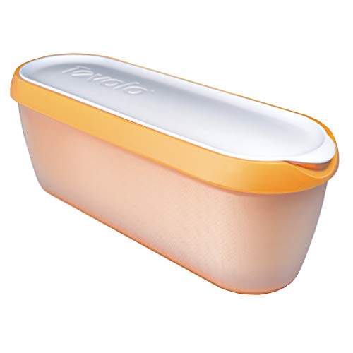 Tovolo Glide-A-Scoop Ice Cream Tub, 1.5 Quart, Insulated, Airtight Reusable Container With Non-Slip Base, Stackable on Freezer Shelves, BPA-Free, Orange Crush