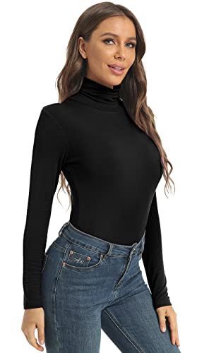 Women's Casual Long Sleeve Turtleneck Tops Slim Fitted Lightweight Base Layer Shirts