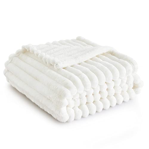 Amazon Bedsure White Throw Blanket for Couch - GentleSoft Cozy Blanket for Women, Cute Fleece Throws for Girls, Teacher Gifts Birthday Gifts for Women Men Mom, Room Home Dorm Decor, Off White, 50x60 Inches