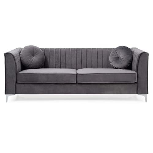 Amazon Glory Furniture Delray Velvet Sofa in Gray