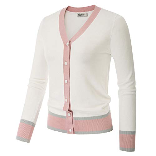 GRACE KARIN Women's Long Sleeve Button Down Sweater Classic V-Neck Knit Cardigan