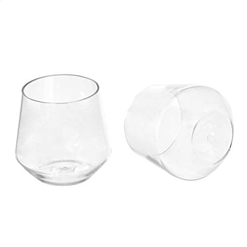 Amazon Basics Tritan BPA-Free Plastic Stemless Wine Glass, 14-Ounce, Clear - Set of 4