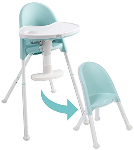 Primo Cozy Tot Deluxe Convertible Folding High Chair & Toddler Chair - Portable Foldable Baby Chair/Toddlers Highchair - Travel Friendly, Removable EZ Clean Tray, Teal/White, 22"x21"x33.5"