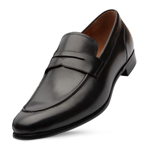 Dunross & Sons Men's Formal Leather Upper, Leather Lined Dress Loafers Shoes