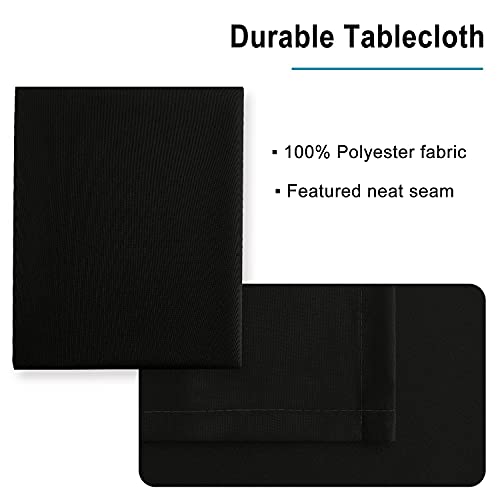 Hiasan Black Tablecloth Square, 54 x 54 inch - Waterproof, Wrinkle Resistant, Washable Polyester Fabric Table Cloth for Card Tables