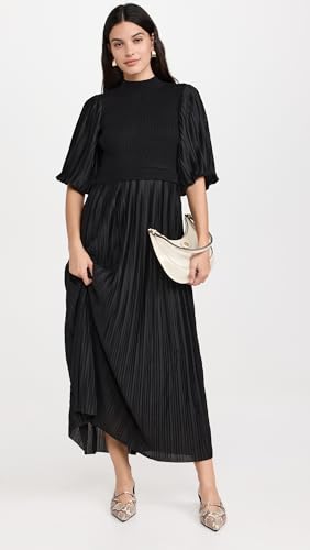 Amazon English Factory Women's Pleated Mix Media Maxi Dress