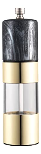 Peppermate Pepper Grinder - Easily Refillable Stainless Steel Pepper Mill Grinder with Real Marble Finish Top, Ceramic Blades, Adjustable Coarsness, (Dark)