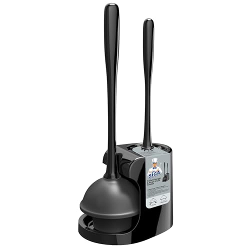 Amazon MR.SIGA Toilet Plunger and Bowl Brush Combo for Bathroom Cleaning, Black, 1 Set
