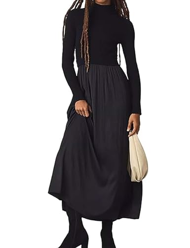 Lauweion Women's Turtleneck Sweater Maxi Dress Long Sleeve Slim Fit Ri –  VinNews Recommendations