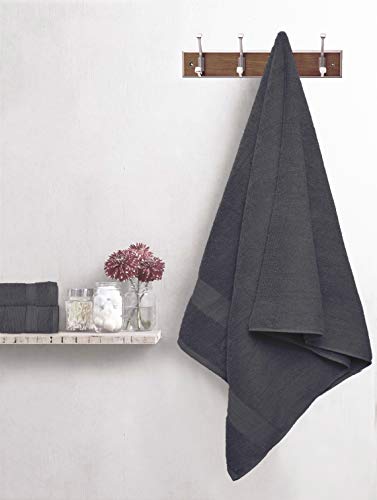 GLAMBURG Ultra Soft 8-Piece Towel Set - 100% Pure Ringspun Cotton, Contains 2 Oversized Bath Towels 27x54, Hand 16x28, 4 Wash Cloths 13x13 Ideal for Everyday use, Hotel & Spa -Charcoal Grey