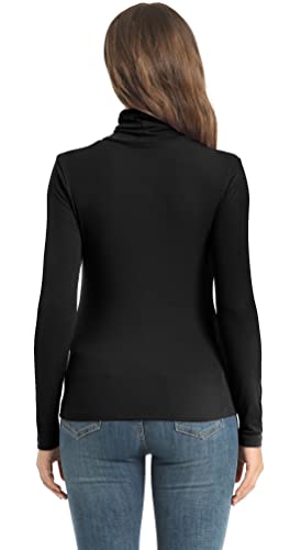 Women's Casual Long Sleeve Turtleneck Tops Slim Fitted Lightweight Base Layer Shirts