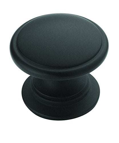 Amerock | Cabinet Knob | Matte Black | 1-1/4 inch (32 mm) Diameter | Ravino | 25 Pack | Drawer Knob | Cabinet Hardware