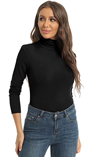 Women's Casual Long Sleeve Turtleneck Tops Slim Fitted Lightweight Base Layer Shirts