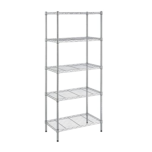 Amazon Basics 5-Shelf Narrow Adjustable Storage Shelving Unit, 200 Pound Loading Capacity per Shelf, Steel Organizer Wire Rack, 23.2 x 13.4 x 60 inches (LxWxH), Chrome