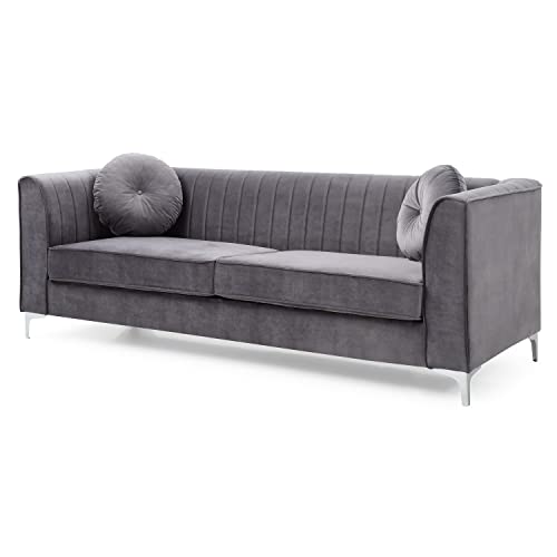 Amazon Glory Furniture Delray Velvet Sofa in Gray