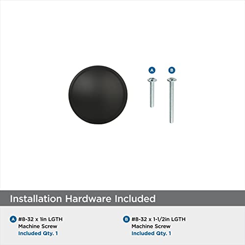 Amerock | Cabinet Knob | Matte Black | 1-1/4 inch (32 mm) Diameter | Ravino | 25 Pack | Drawer Knob | Cabinet Hardware